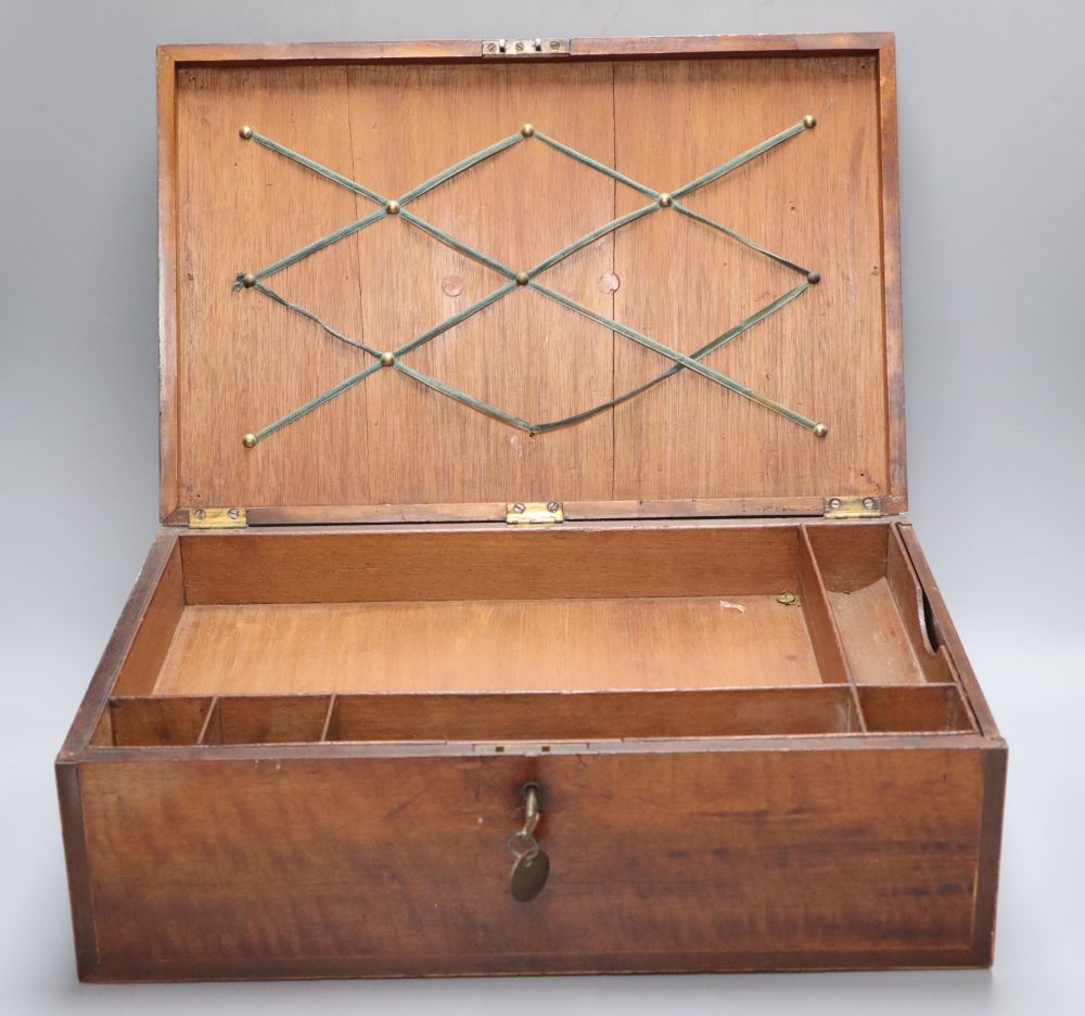 A Regency mahogany casket, with two enclosed side drawers, 43cm